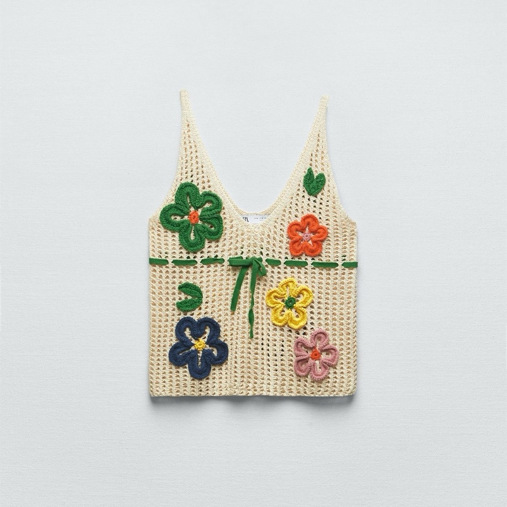 Zara Multicolor Crochet Tank Top